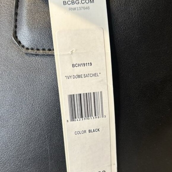 BCBG NWT Ivy Dome Satchel Black with Detachable Strap Shoulder Handbag Large - Picture 13 of 14